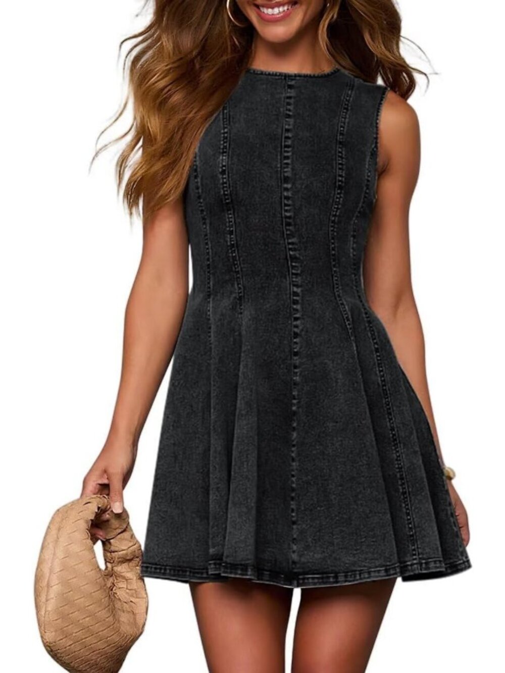 Sleeveless Denim Babydoll Dress for Women - Slim Fit A-Line Summer Style 2026